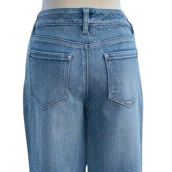 Cache Rhinestone Stud Cropped Jean Pant Light Wash Denim Stretch New NWT $118 - Picture 10 of 10